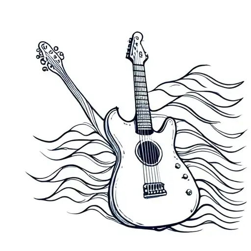 Guitar And Waves Forming The Shape