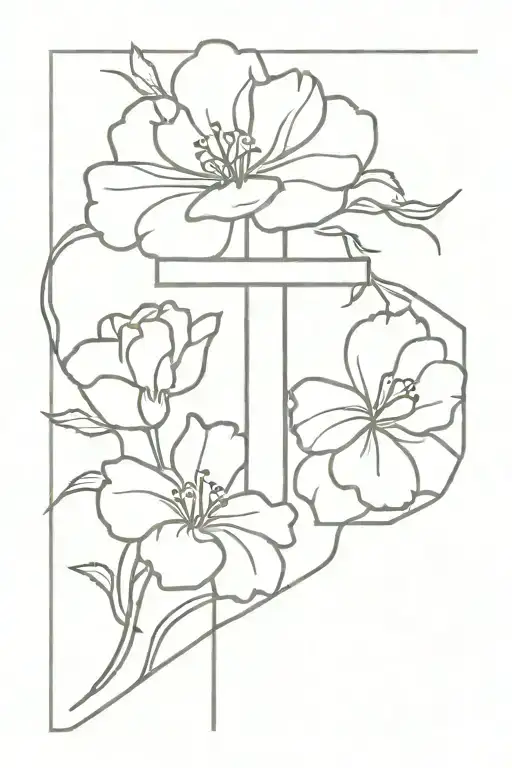 Cross With Carnations Flowers