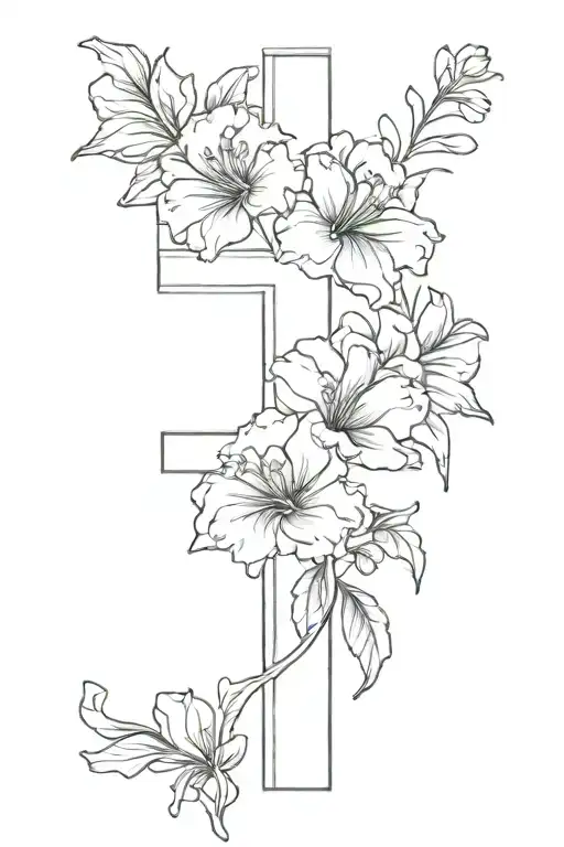 Cross With Carnations Flowers