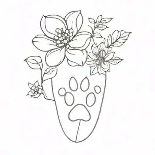 Dog Paw And Flower