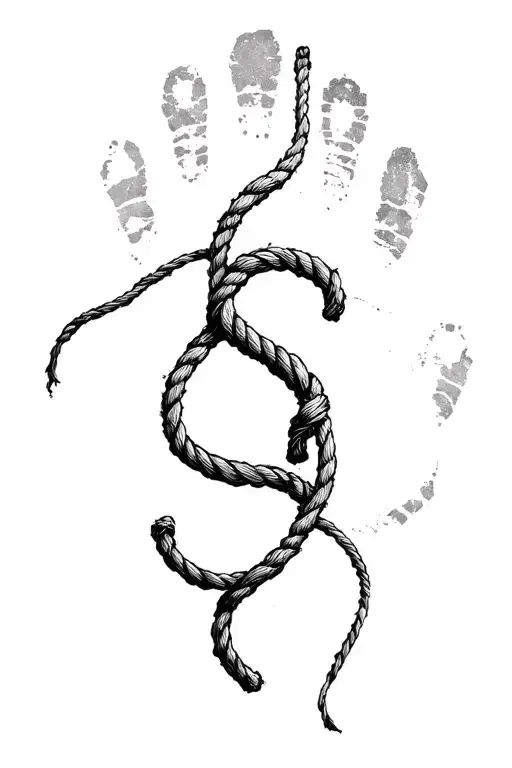 Letter S Made Of Rope With Fragment Of A Shoe Print In The Background