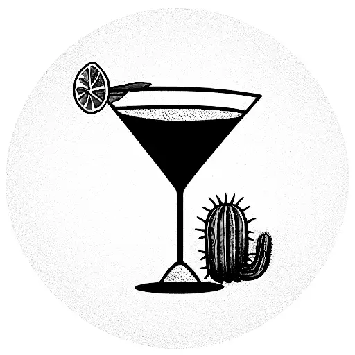 Cactus Martini Glass Wedge Of Lime