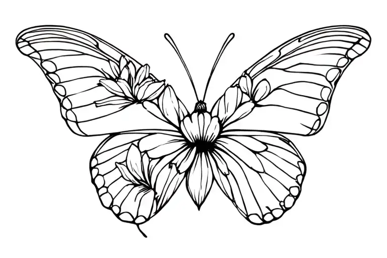 Butterfly With Honeysuckle Flower Intertwined Within