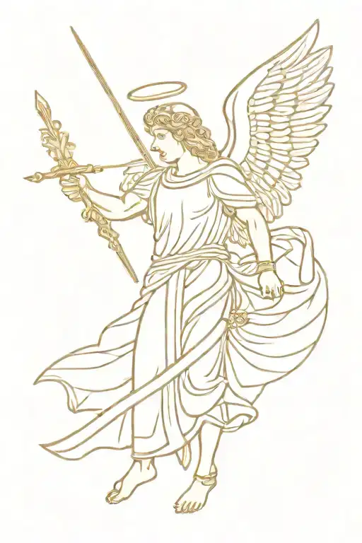 Ancient Greece Angel Holding A Sword
