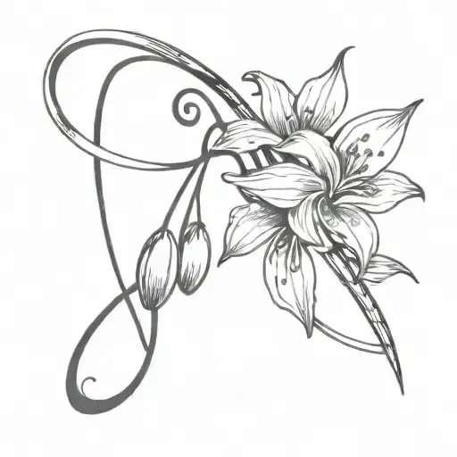 A Delicate Snowdrop Intertwined With A Flowing Ribbon Of Musical Notes