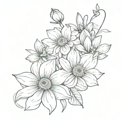 Chrysanthemums And Daffodil And Cat Paw Print