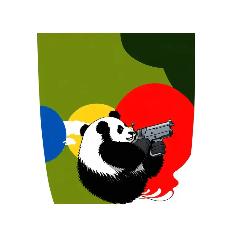 Panda With Gun Shooting In Air