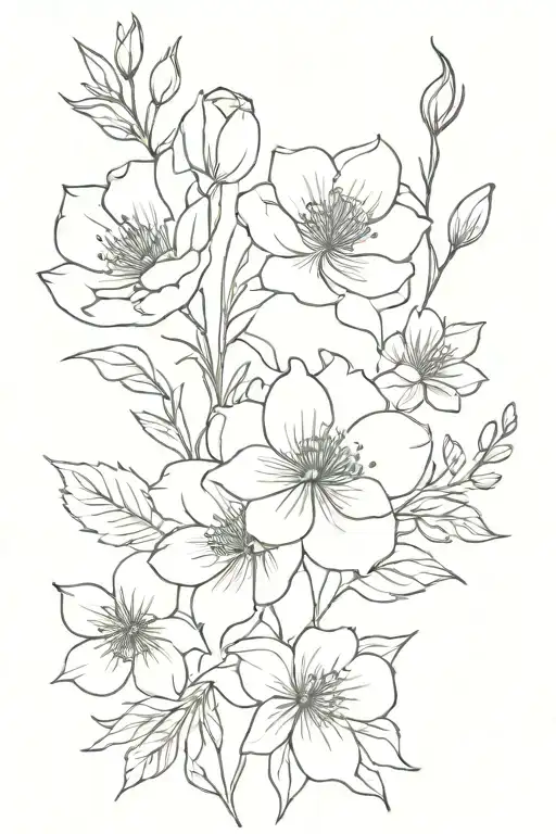 Flower Bouquet Fine Line