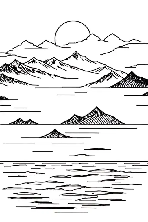 Landscape Of The Sea Surrounded By Mountains