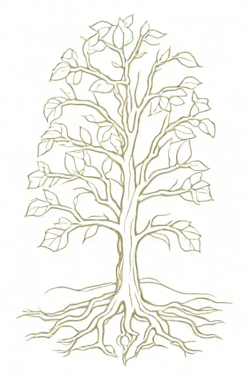 Pecan Tree With Roots Inside Diamond Outline