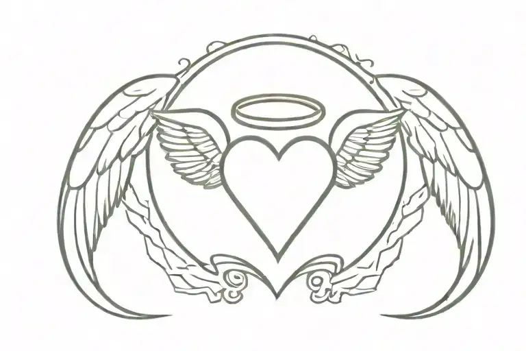 Heart With Angel Wings And A Halo