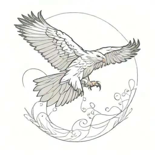 Small Golden Eagle From Birds Eye View With Some Designs Around It