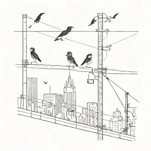 Birds On A Wire Involving Chicago Architecture Elements