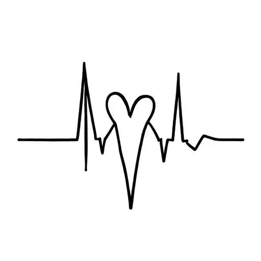 Minimalist Heart Beat Lines With Heart At The End