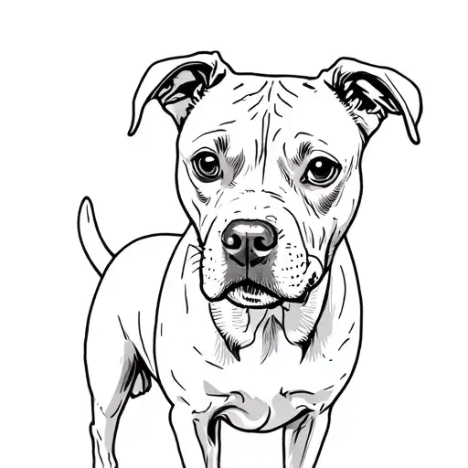 Cute Lab Pit Bull Mix Black And White Drawing