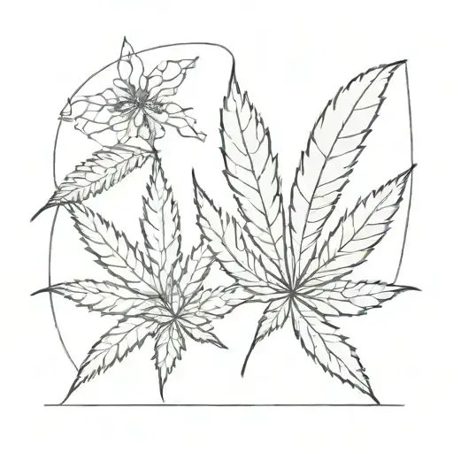 Carnationflower And Cannabis Leaf Intertwined