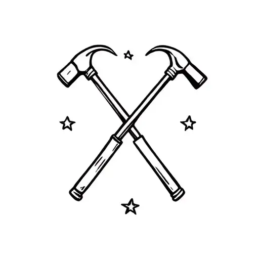 Two Construction Hammers Crossing Each Other Stars