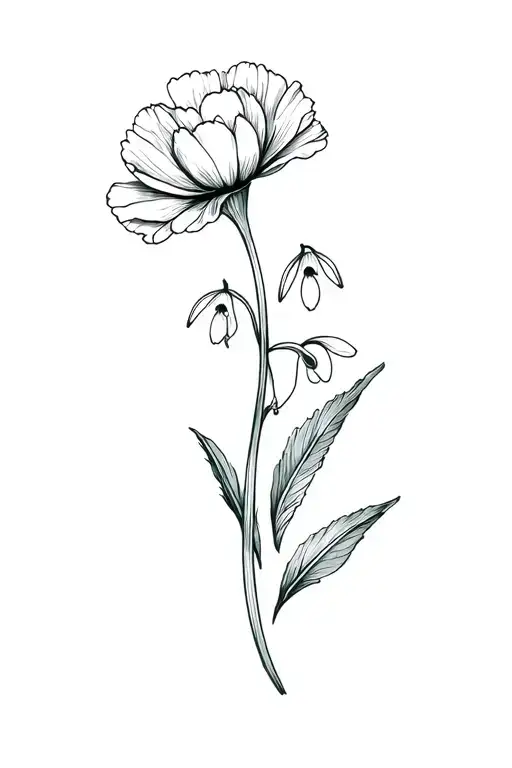 Fine Line Carnation And Snowdrop Flower