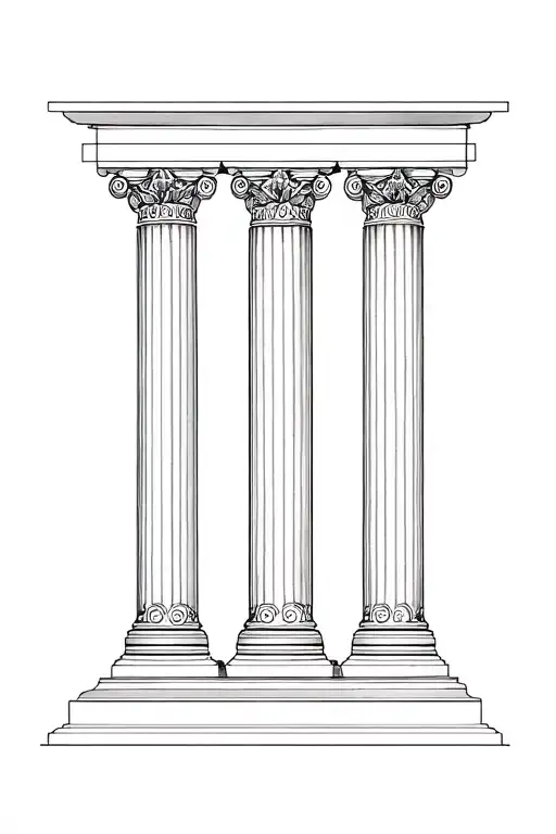 Pillars In Pencil Design Near Top And Gradually Turns Realistic