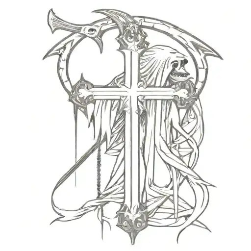 Cross Gothic Chains Death With A Scythe