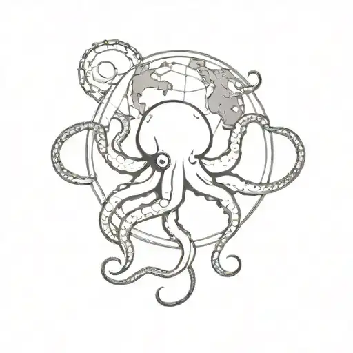 Octopus Holding Earth Globe