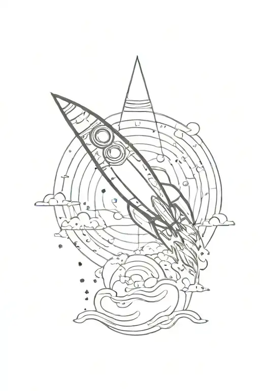 Simple Rocket Ship Sailing Through A Sea