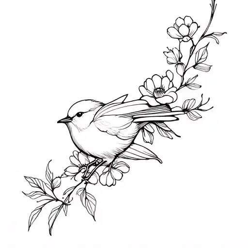 Bird And Flowers