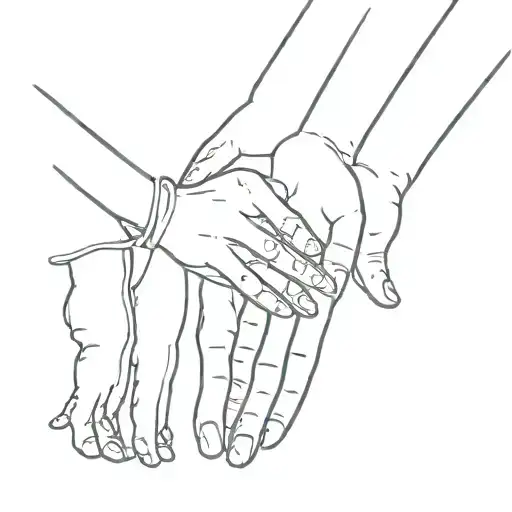 Family Of Five Three Daughters Holding Hands
