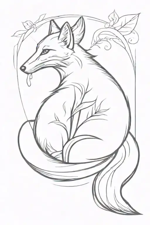 Fox With A Bent Back In A Playful Position With A Large Tail