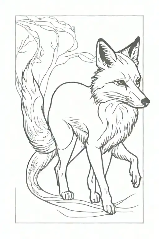 Fox Walking With Arched Back And Big Tail In Playful Position