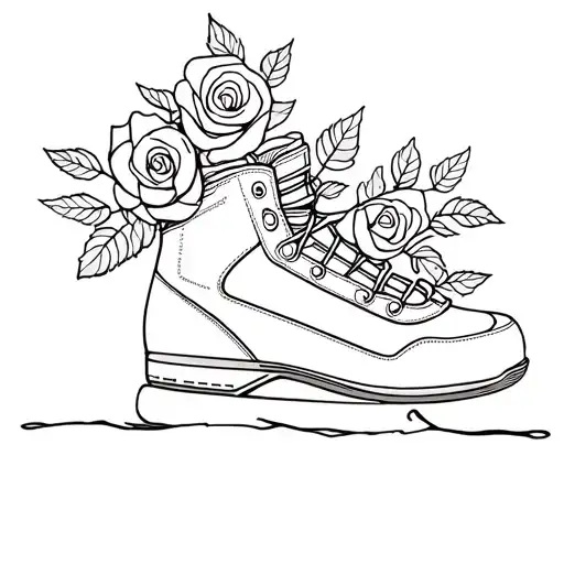 Snowboard Boot With Roses Growing Out Of The Top