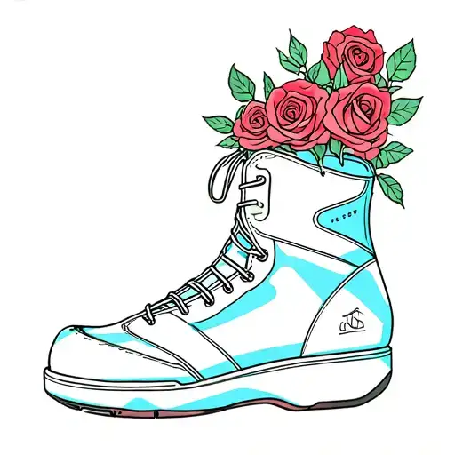Snowboard Boot With Roses Growing Out Of The Top