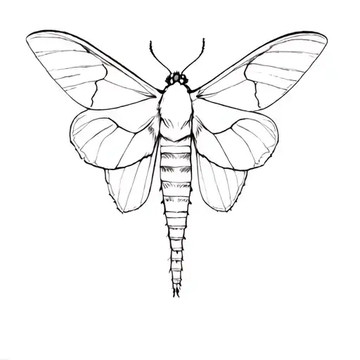 Cecropia Moth Simple Minimal Outline Drawing Pencil