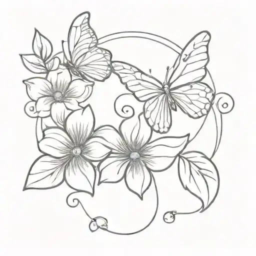 Butterfly Flower Intertwined