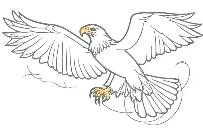 Eagle Flying Fine Line Simple Outline