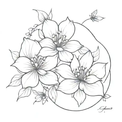 Flowers Fine Line Tattoo Back