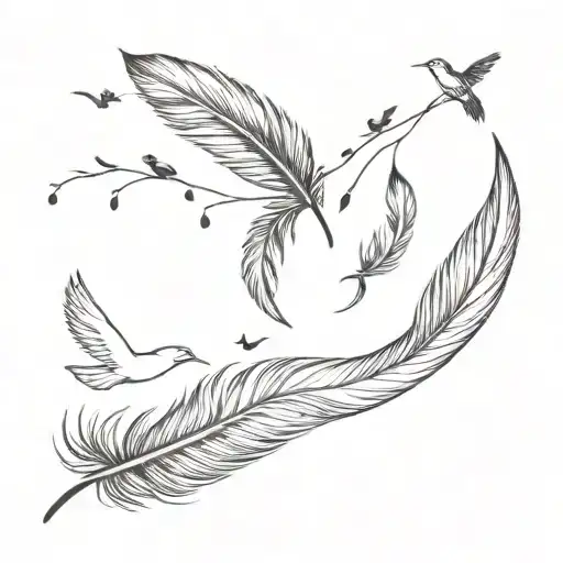 Feather And Birds Flying
