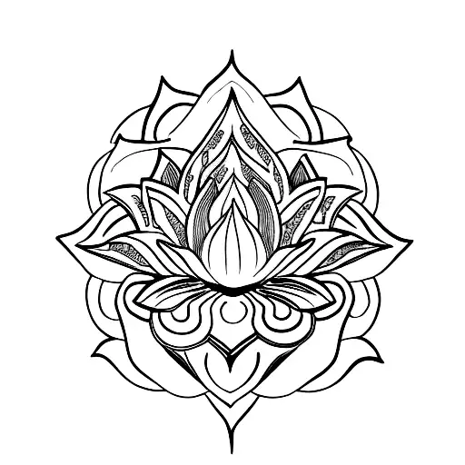 Lotus Flower With Dragon Head Flowing From It