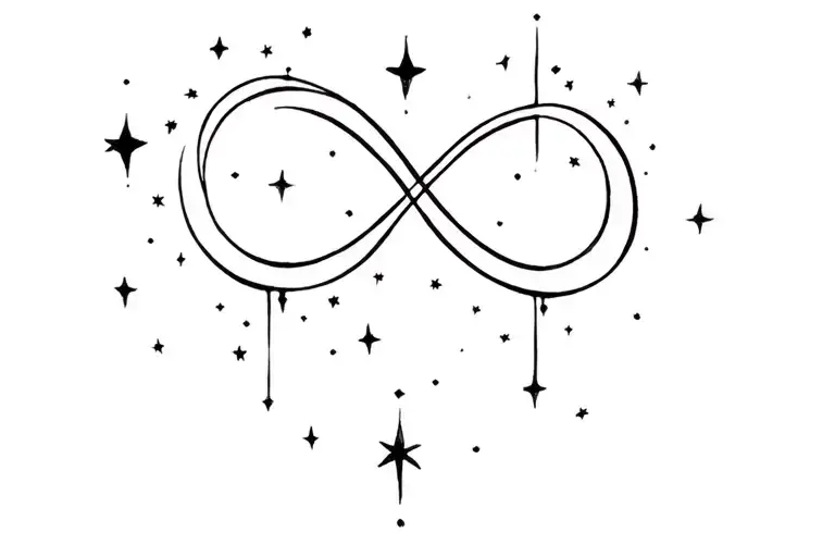 Infinity Lines With Stars Shining Full Moon