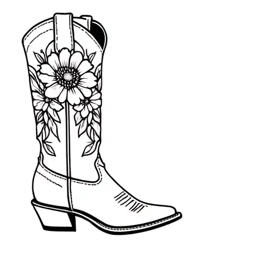 Cowgirl Boot With September Birth Flower Bouquet