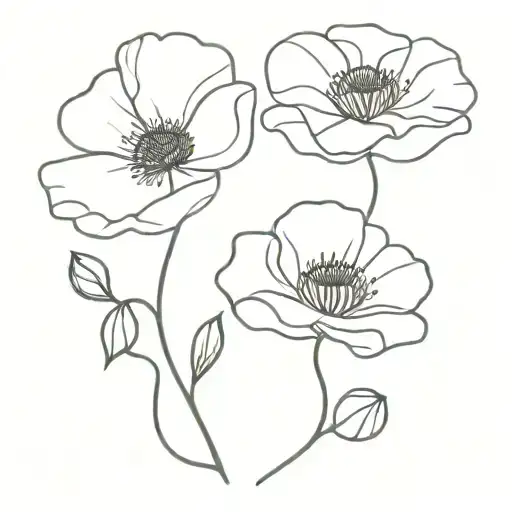 Poppy And Cosmo Flower Intertwined