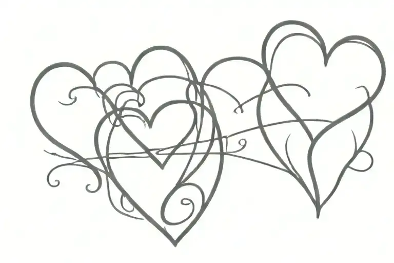 3 Hearts Connected Line