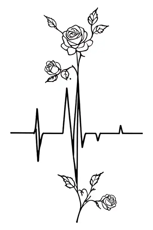 Heartbeat Line With Notes And Roses