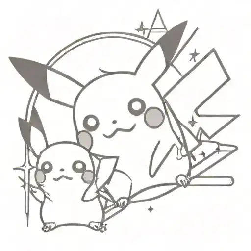 Pikachu And Harry Potter Fine Line