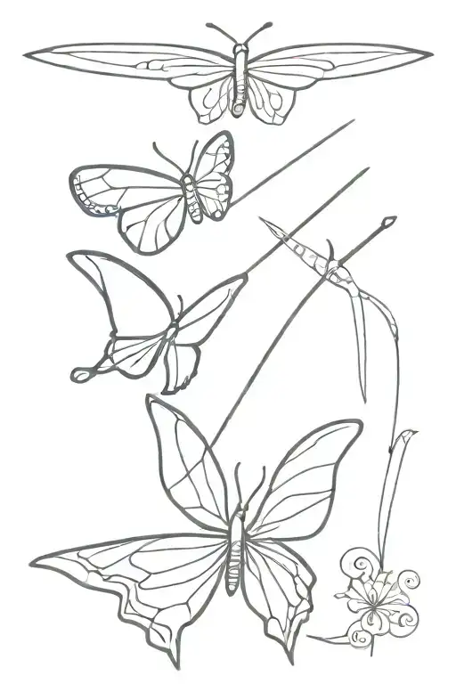 Sideways Butterfly With Sword Body