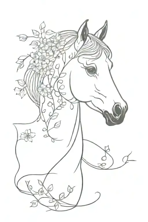 Horse With Flowers And Vines
