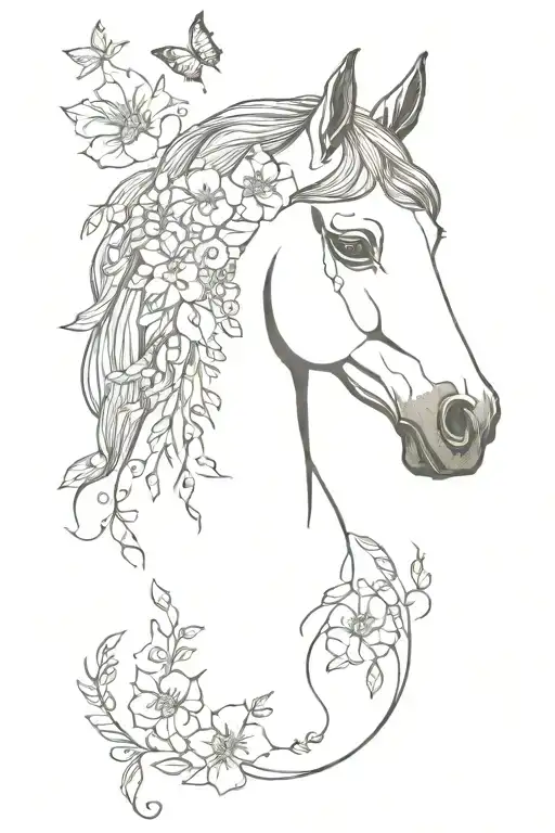 Horse With Flowers And Vines