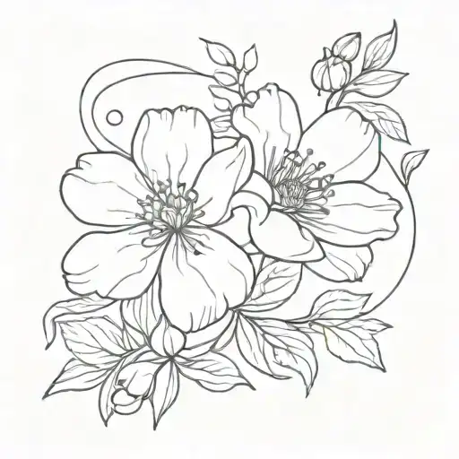 January And July Birth Flowers Fine Line