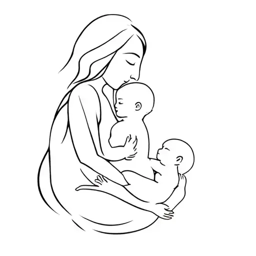 Mother With Two Newborn Children Is Not In Full Growth