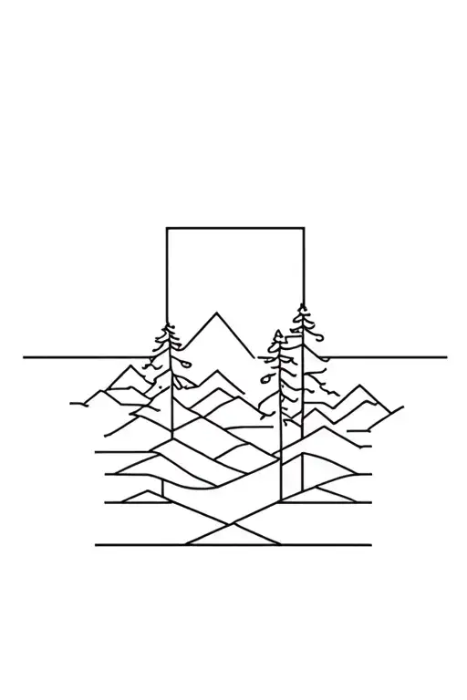 Geometric Forest Rectangle Outline